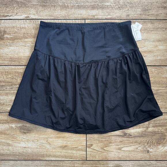 Tummy control 24W skirtini swimsuit bottom skirt black skort - Picture 2 of 6